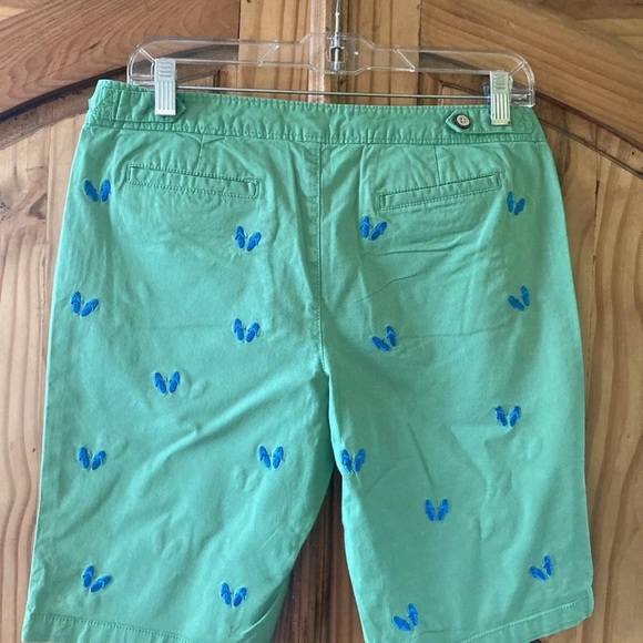 Women's Earth Rocks green with blue embroidered flip flop Bermuda shorts size 9 - Picture 5 of 8